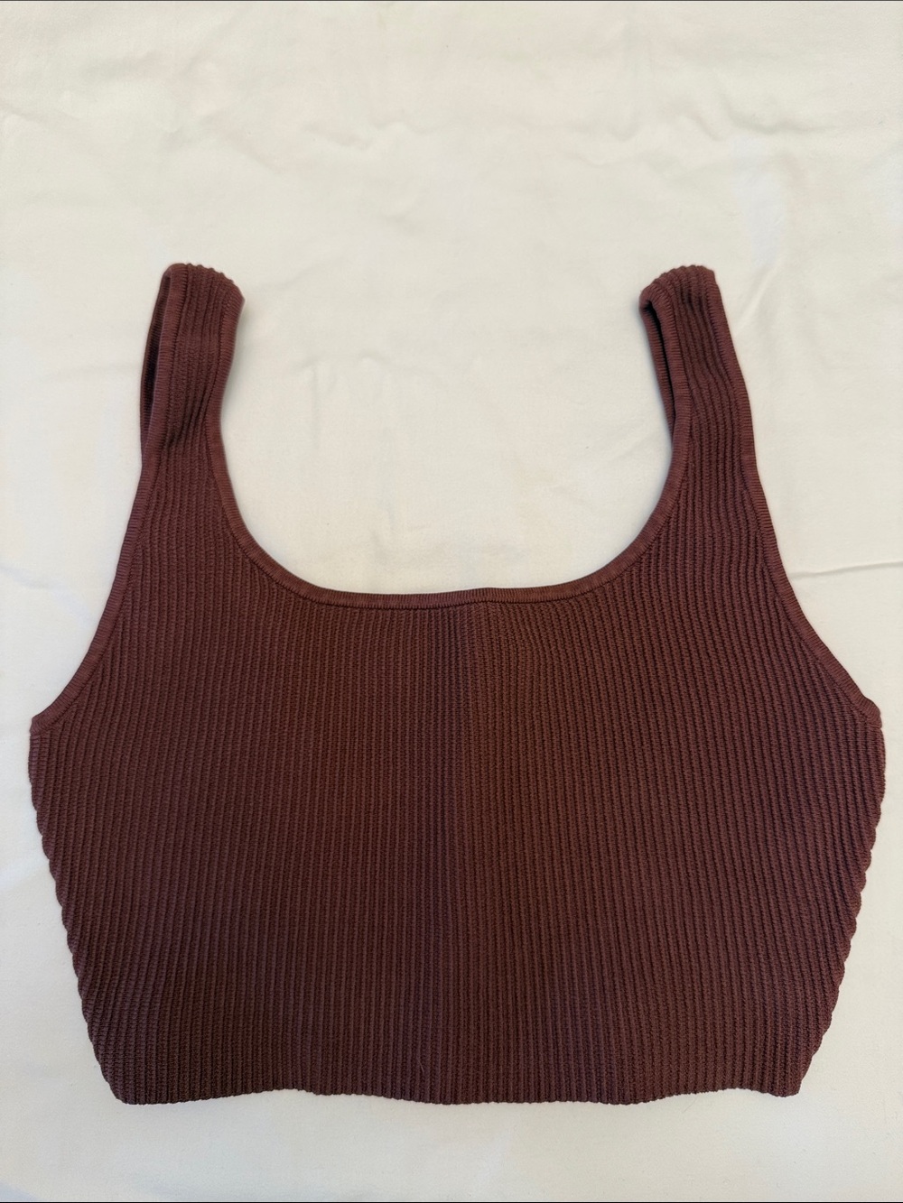 Babaton Ribbed Scoop Crop Tank - Chocolate Brown